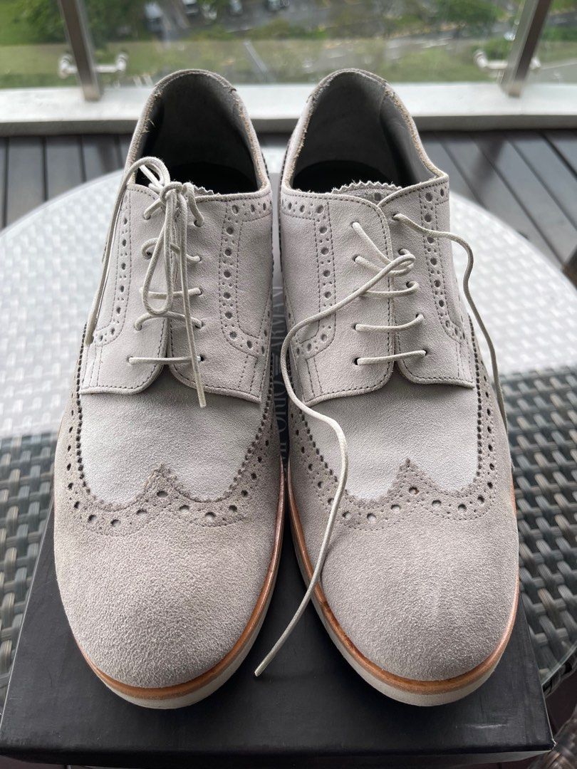 Mens gray wingtip discount shoes
