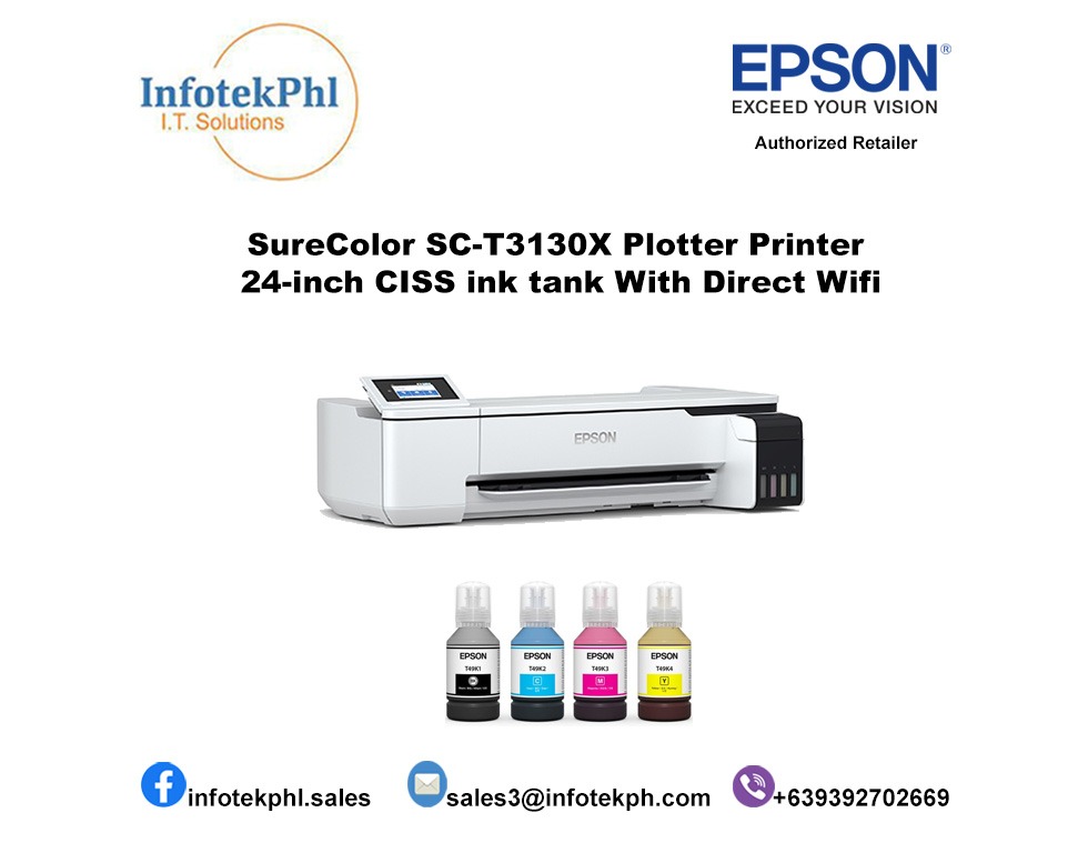 Epson Surecolor Sc T3130x Plotter Printer 24 Inch Ciss Ink Tank With Direct Wifi Computers 4201