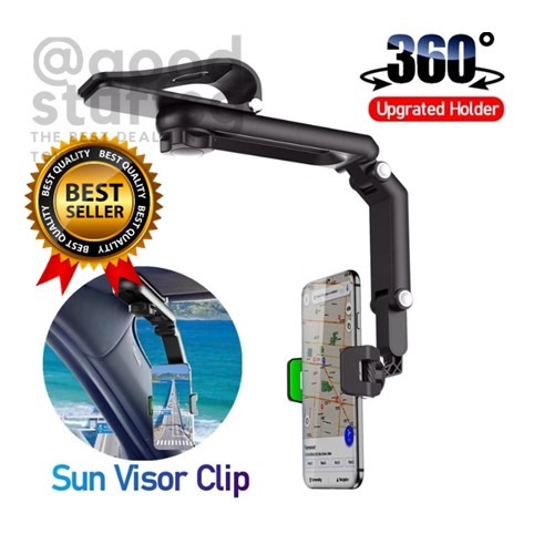 Car Sun Visor Phone Holder 1080 Degree Rotation Car Clip Sun Visor Cell Phone  Holder Universal Mount for iPhone