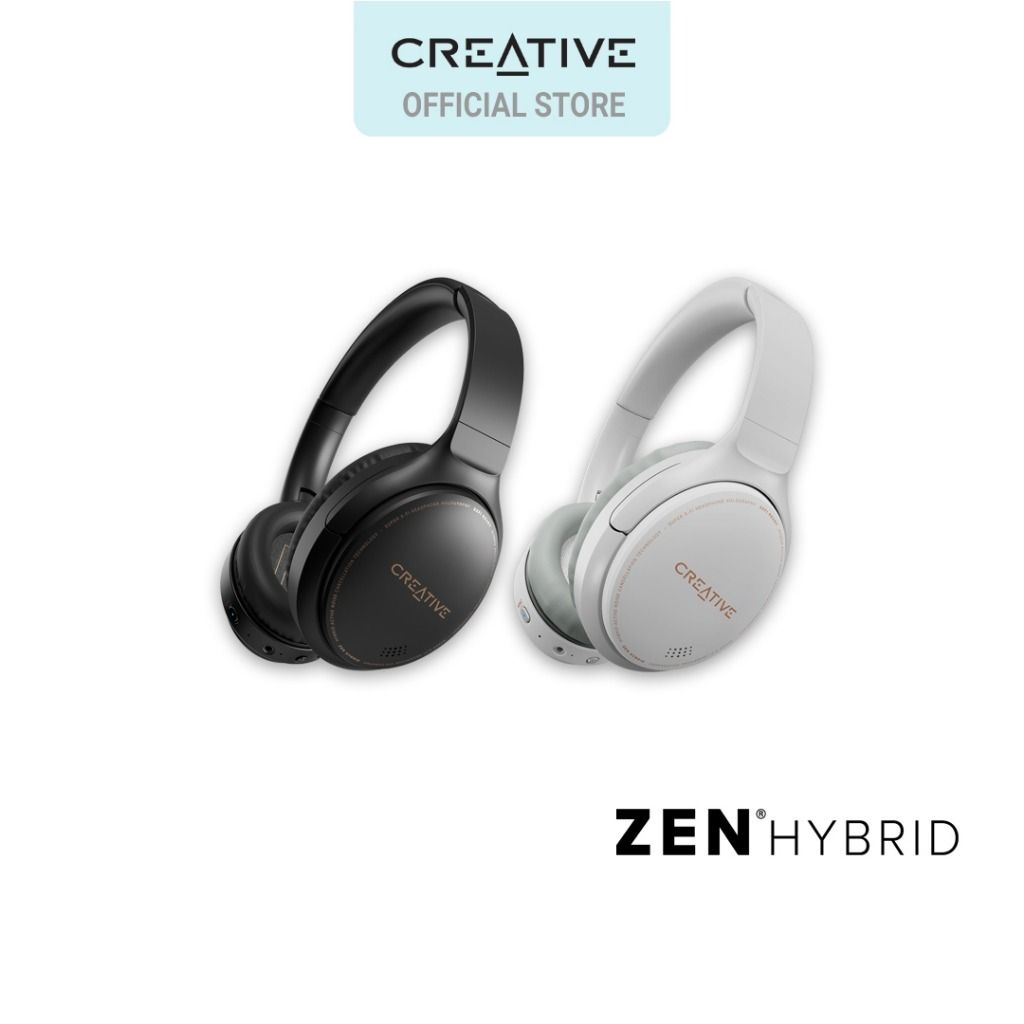 FREE DELIVERY Creative Zen Hybrid Wireless Over Ear Headphones with Hybrid ANC Ambient Mode Up to 27 Hours ANC On Bluetooth 5.0