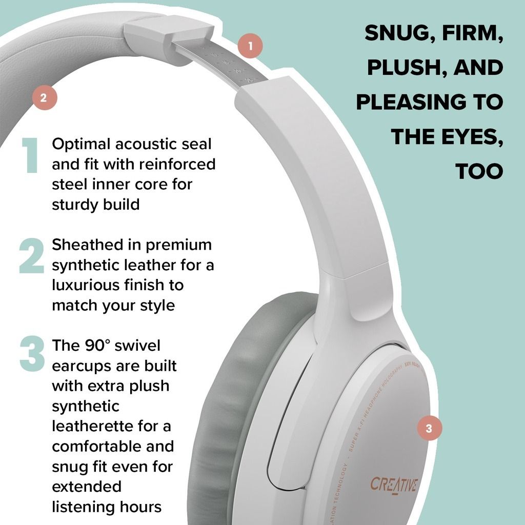 FREE DELIVERY Creative Zen Hybrid Wireless Over Ear Headphones with Hybrid ANC Ambient Mode Up to 27 Hours ANC On Bluetooth 5.0