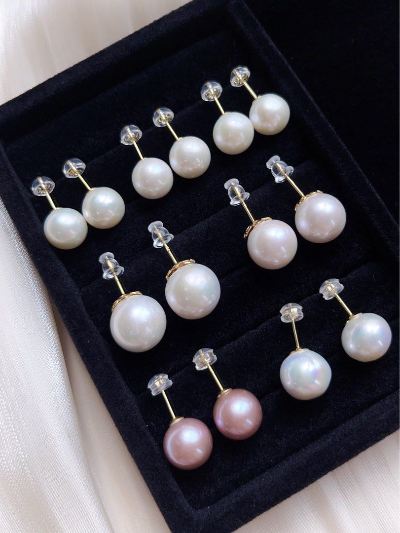 White gold clearance pearl earrings studs