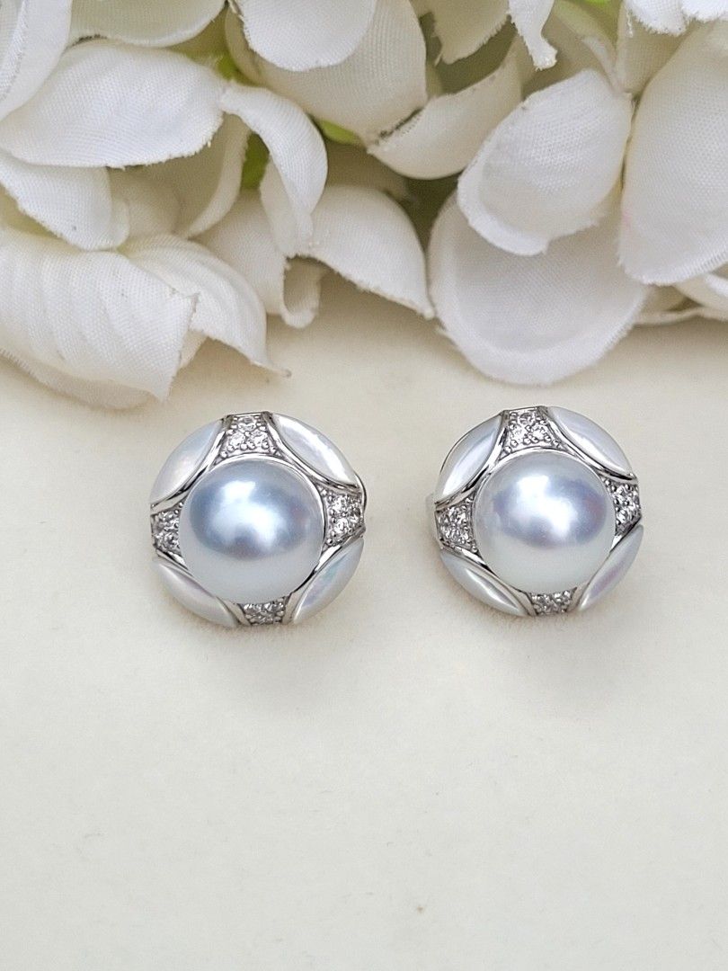 Real white sales pearl earrings