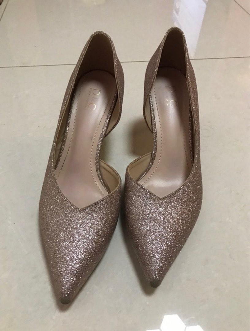 Glittery Rose gold heels Women s Fashion Footwear Heels on