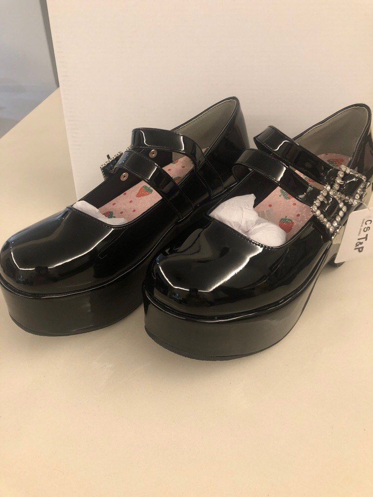 Glossy double bucket platform Shoes Women s Fashion Footwear