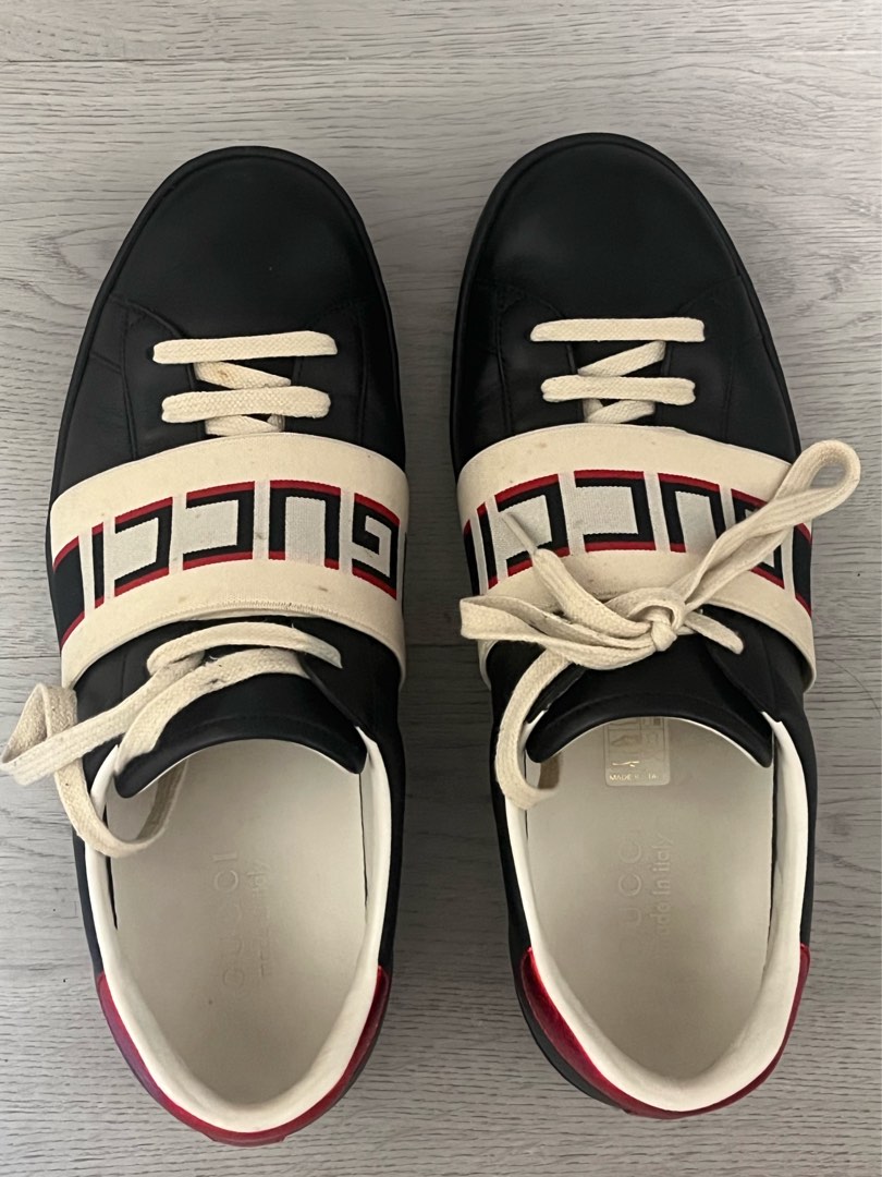 Gucci new ace stripe leather trainers outlet