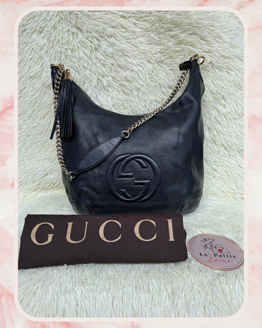 Gucci Soho Crossbody Bag (Category: Luxury Bags & Wallets) located in Las Pinas. Submitted by Le.Pattie.Luxe (Listing ID 1274474570, Image 1). Description: 💯% Authentic 𝐆𝐮𝐜𝐜𝐢 𝐒𝐨𝐡𝐨 𝐂𝐫𝐨𝐬𝐬𝐛𝐨𝐝𝐲 𝐁𝐚𝐠 🖤𝐏𝐡𝐩 𝟐𝟕𝐤🖤 ▪️8.8/10 condition w/ minimal stain inside ▪️Authenticated by B101Revue (see photo) ▪️Approx. Dimensions: 14.5 x 11-15 x 4in (LxHxW) ▪️Inclusion: dustbag 💯% authentic or your money back ✅DTI Registered ✅BDO Checkout
