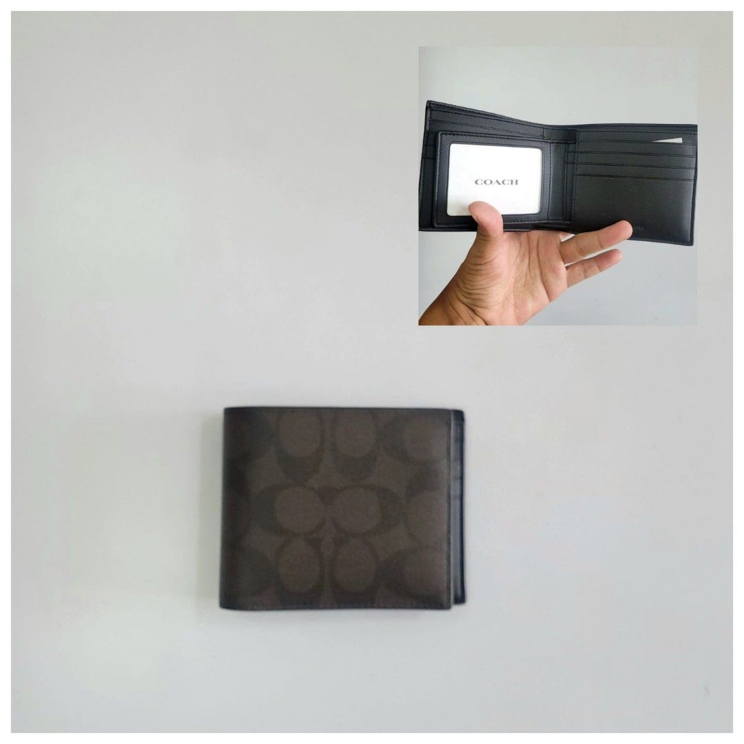 HARGA NET coach ca001. 3in1 wallet signature bloc. Mahogany