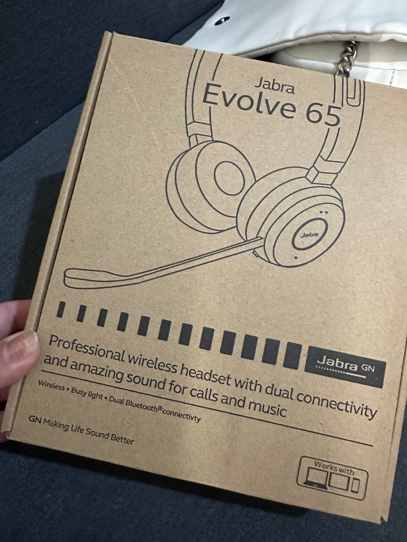 Jabra Evolve 65 Bluetooth Headset (Category: Portable Audio Accessories) located in Quezon City. Submitted by heyyjaaay (Listing ID 1274478566, Image 1). Description: Works perfectly fine! Foam just needs to be replaced (lots of options from online stores) Crisp sound and noise cancelling Complete box with micro USB cord for charging Orig price: 8k.