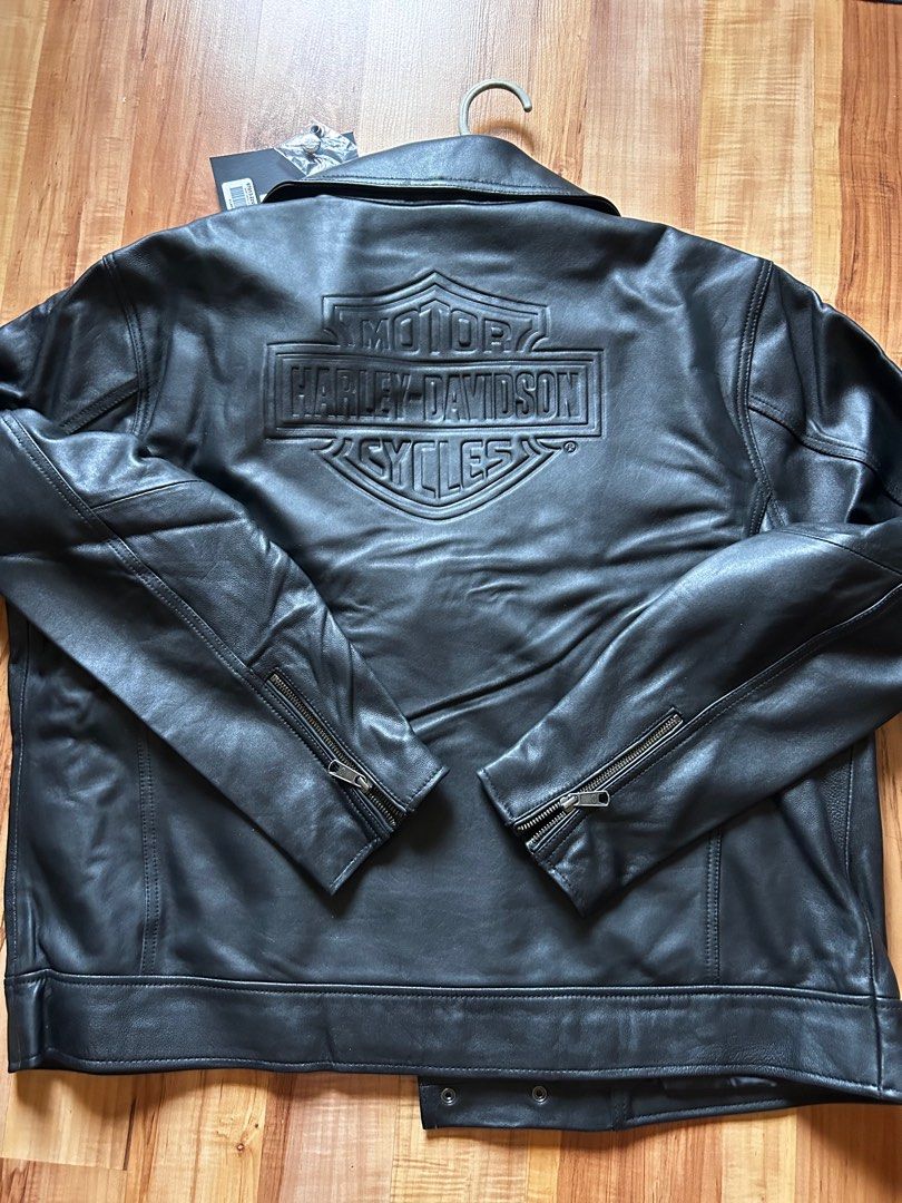 Leather jacket harley davidson, Men's Fashion, Coats, Jackets and Outerwear  on Carousell