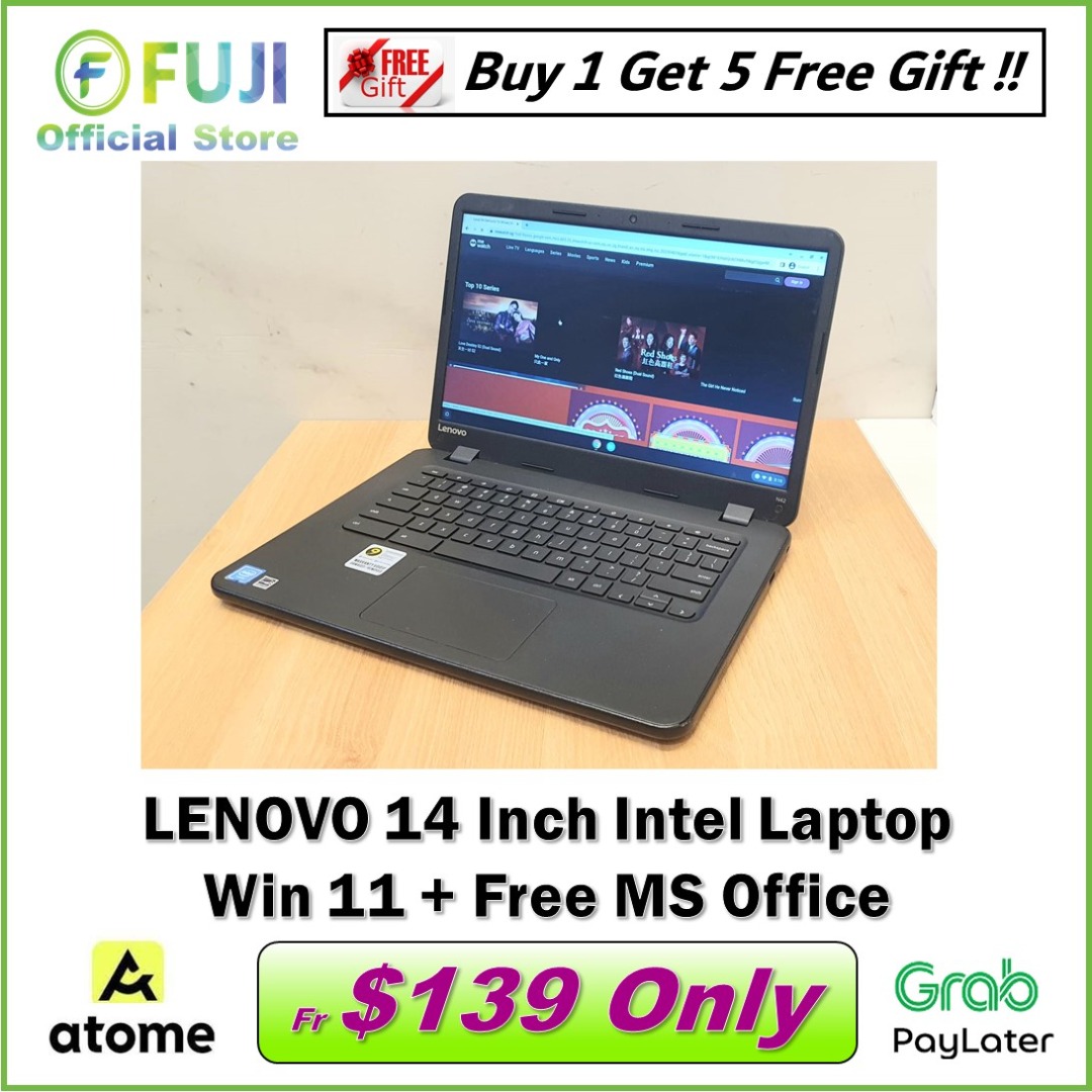 Lenovo 14 Inch Intel Win 11 Laptop Free MS Office Preinstalled