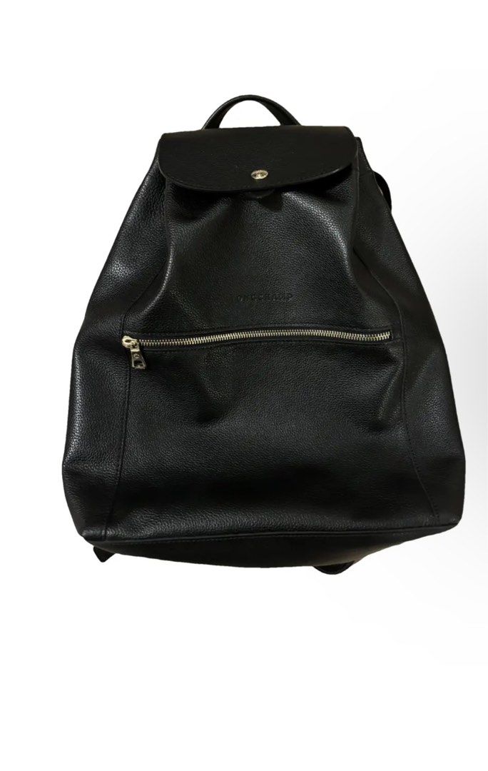 Longchamp black leather backpack 2025