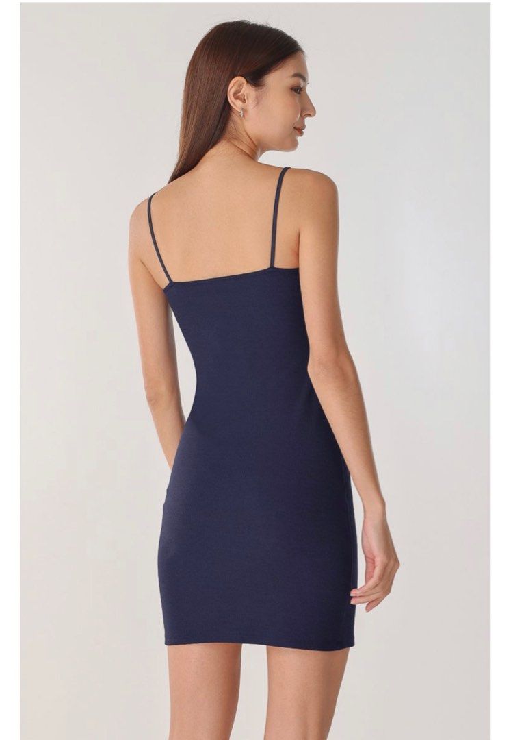 lovet second skin padded ribbed cami mini dress (midnight blue), Women's  Fashion, Dresses & Sets, Dresses on Carousell