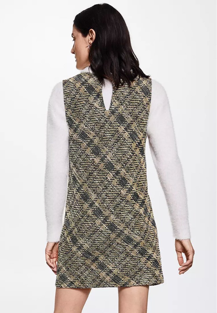 MANGO Julie Pinafore Mini Dress Fesyen Wanita Pakaian Wanita
