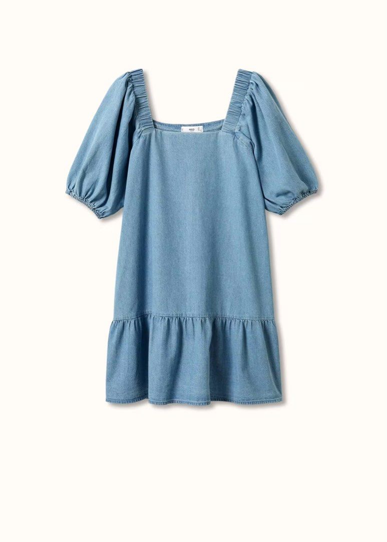 mango denim dress with puffed sleeves MANGO - Light denim dress Light blue - 6
