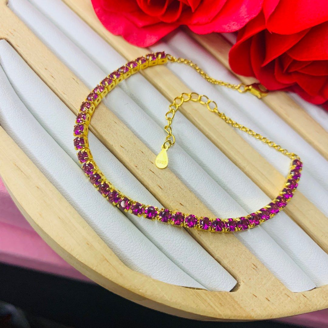Sterling silver rhodolite shop bracelet