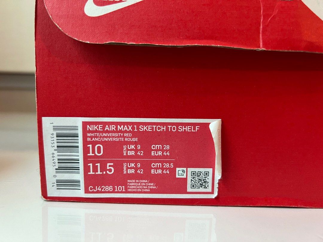 Nike air max 1 hotsell sketch to shelf university red