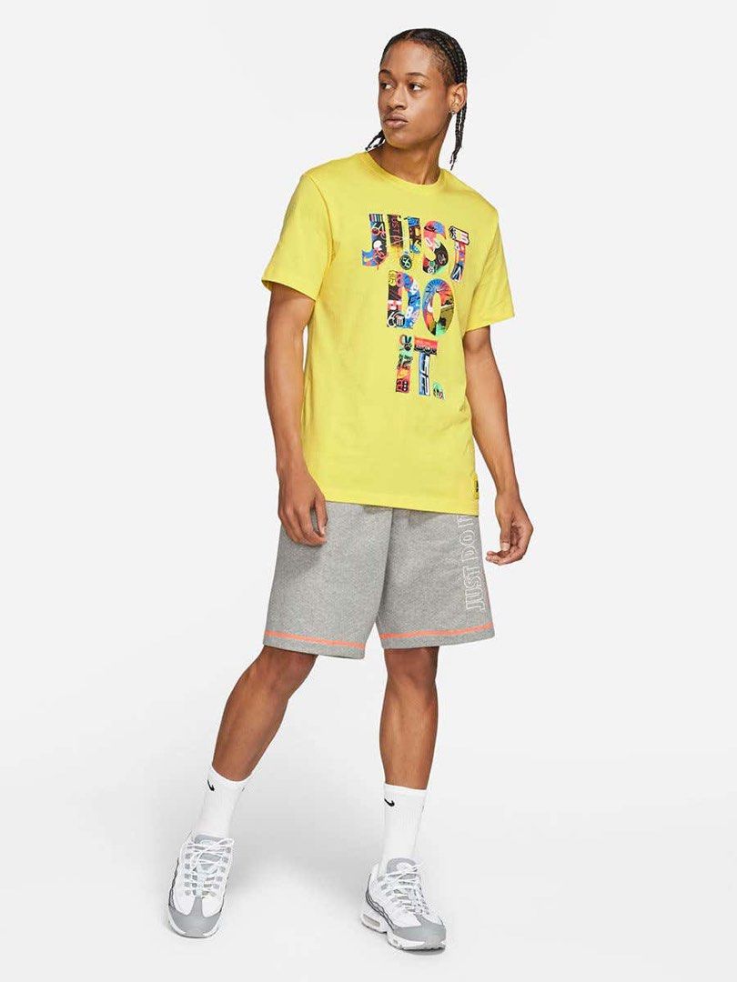 White yellow nike shirt top
