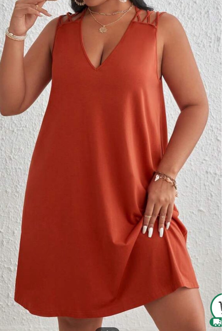 Orange plus size xxxxl cotton dress Women s Fashion Dresses