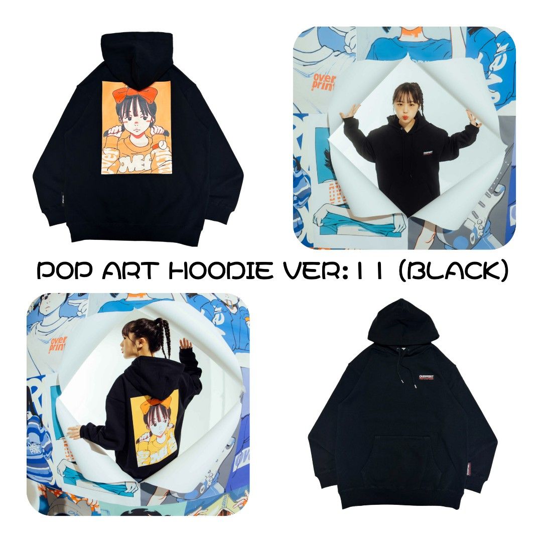 SOLD OUT)OVERPRINT ART HOODIE VER:11 (BLACK), 女裝, 上衣, 長袖衫 