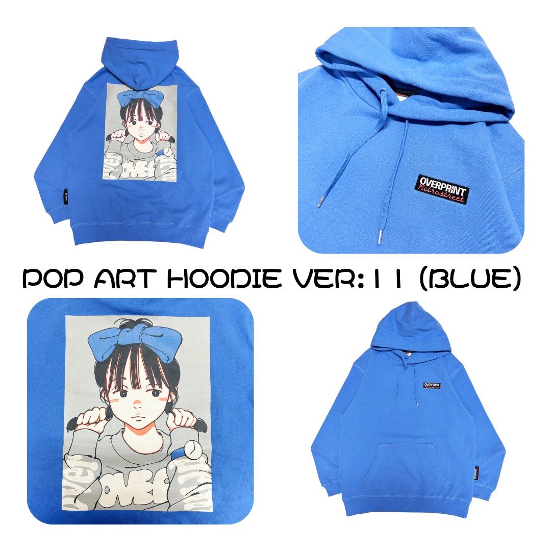 SOLD OUT)OVERPRINT POP ART HOODIE VER:11 (BLUE), 女裝, 上衣, 長袖 