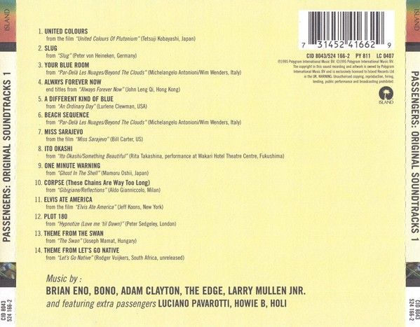 Passengers – Original Soundtracks (Category: Vinyls) located in San Juan City. Submitted by bams_avvay (Listing ID 1274407280, Image 3). Description: VG+ Condition | Made in U.K. Brian Eno and U2's Side Project.