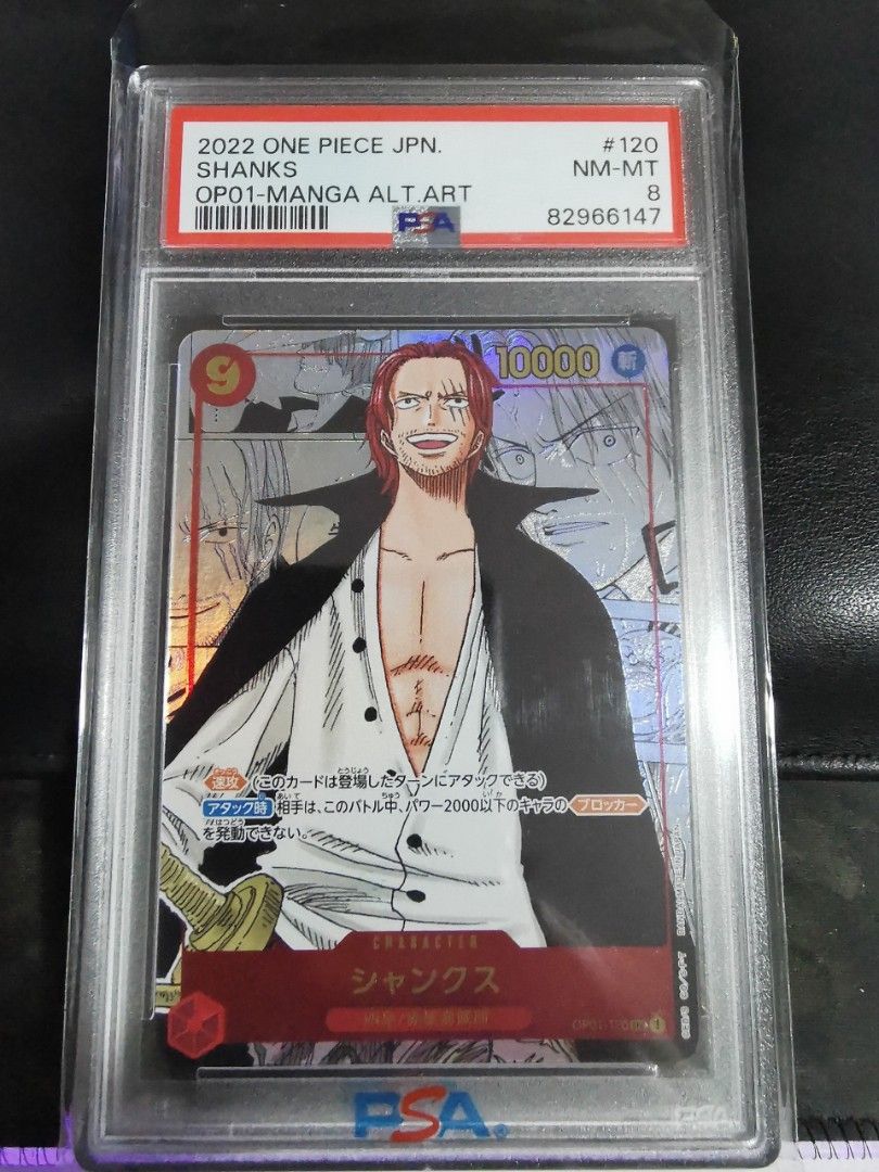 Psa 8 Manga Shanks Op-01 one piece tcg, Hobbies & Toys, Toys & Games on  Carousell