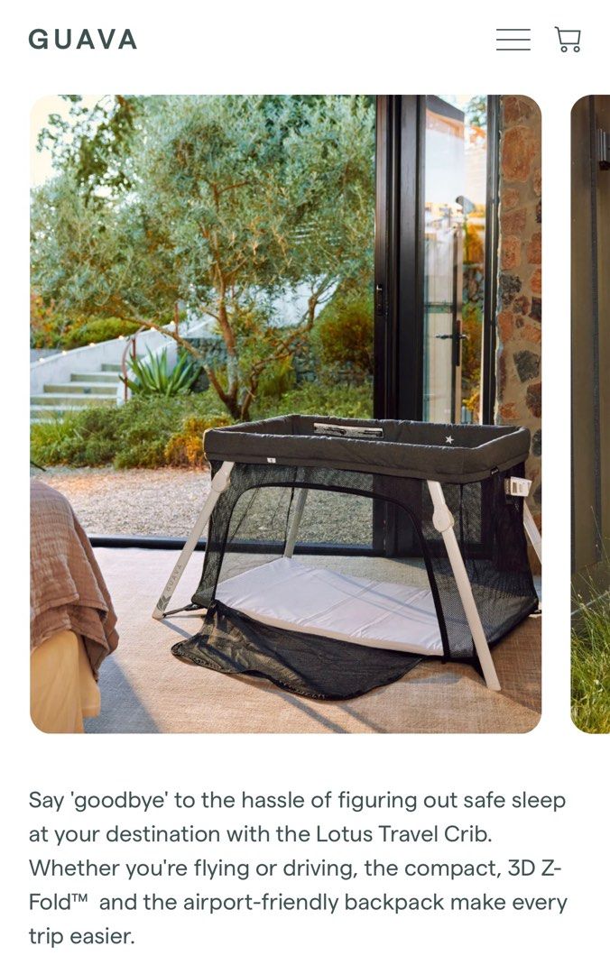 Guava Family Travel Lotus Portable Crib [RENT] with mattress