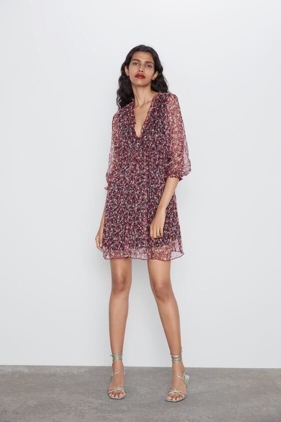 Zara flowy printed dress sales