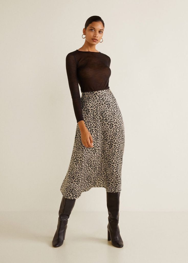 Satin Leopard Mango Skirt Women s Fashion Bottoms Skirts on
