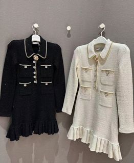 self portrait black sequin knit mini dress self-portrait - Black Knit Contrast Collar Mini Dress
