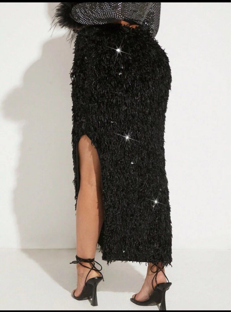 SHEIN: Sexy Sequin Split Skirt, Women's Fashion, Bottoms, Skirts on ...
