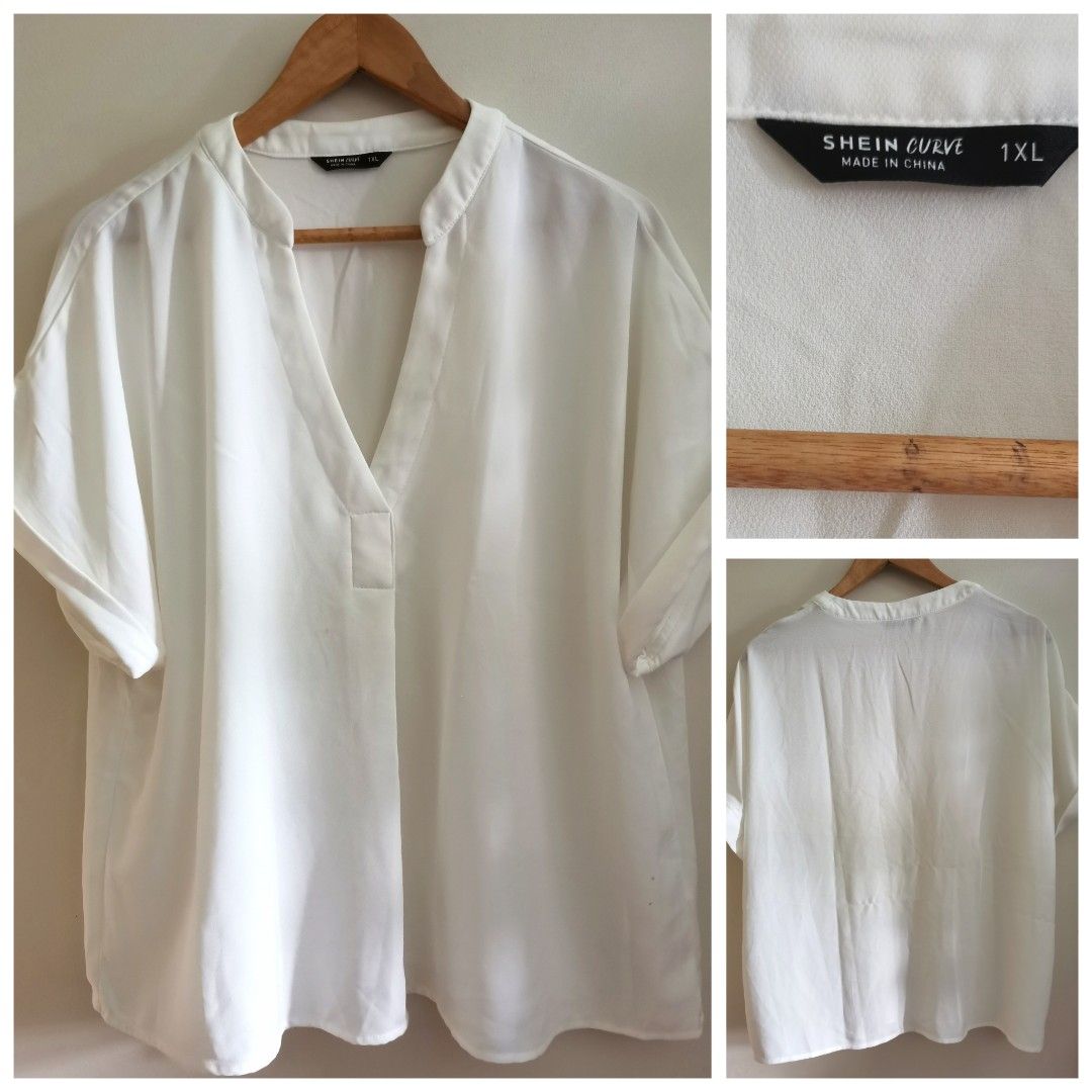 Brand New Shein Curve white top - 2xl/Uk 16, Women's Fashion, Tops, Blouses  on Carousell