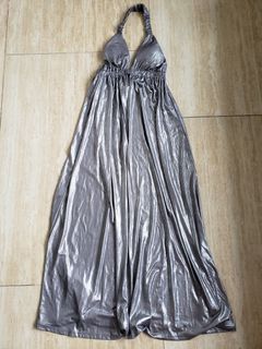 RUSH! FIXED PRICE! Silver Evening Dress Gown Costume (with flaw)