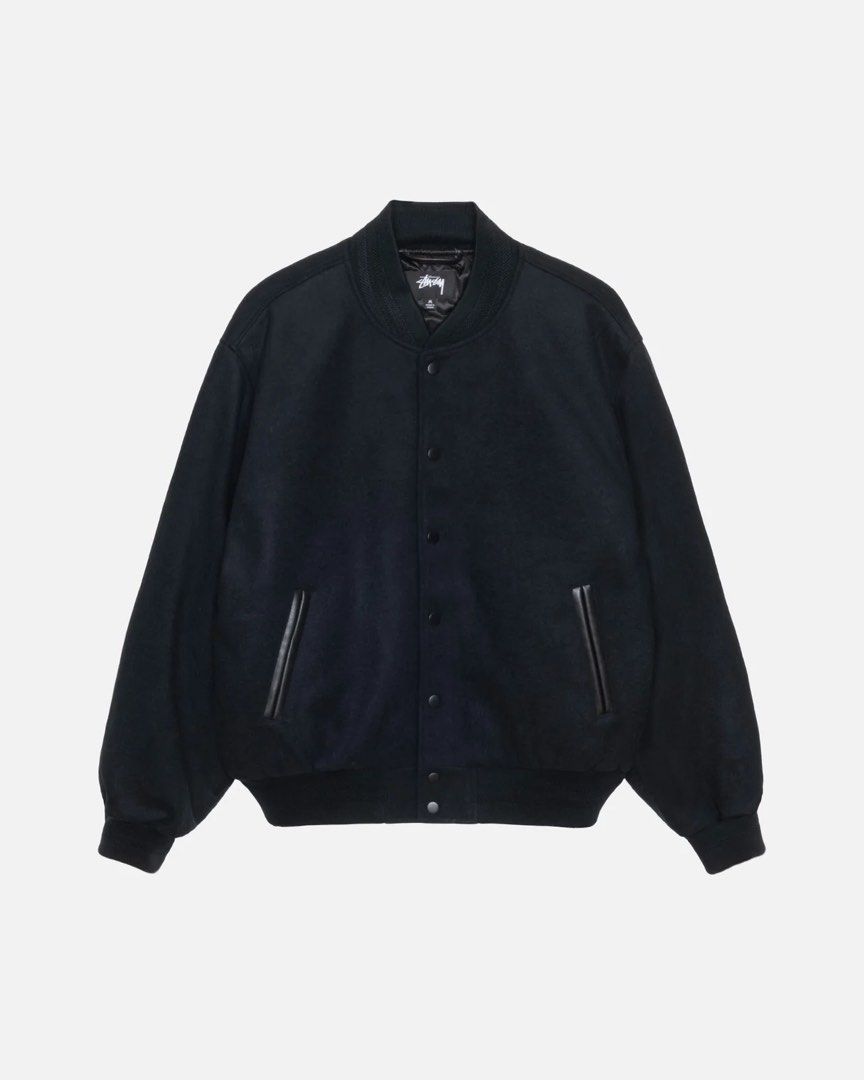 STUSSY FW23 SPORT MELTON VARSITY JACKET, 男裝, 外套及戶外衣服