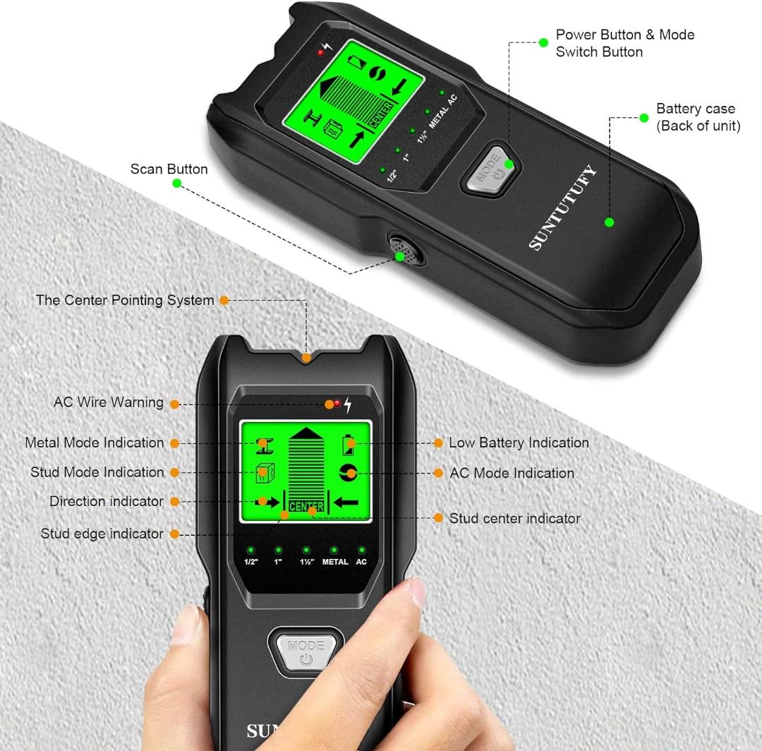 Stud Finder Wall Scanner Detector - Upgraded 6 in 1 Electronic Sensor Wood  Wall Detector Beam Finder for Drywall Joist Pipe Live AC Wires Metal with