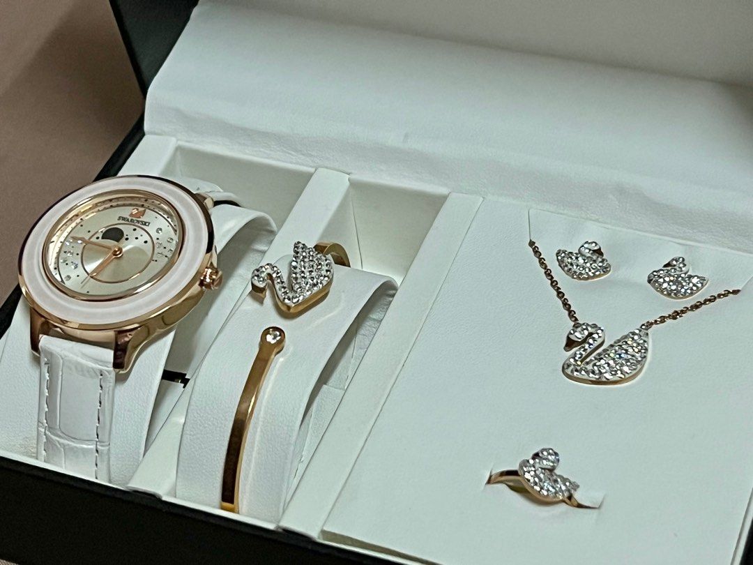 Swarovski watch best sale and bracelet set
