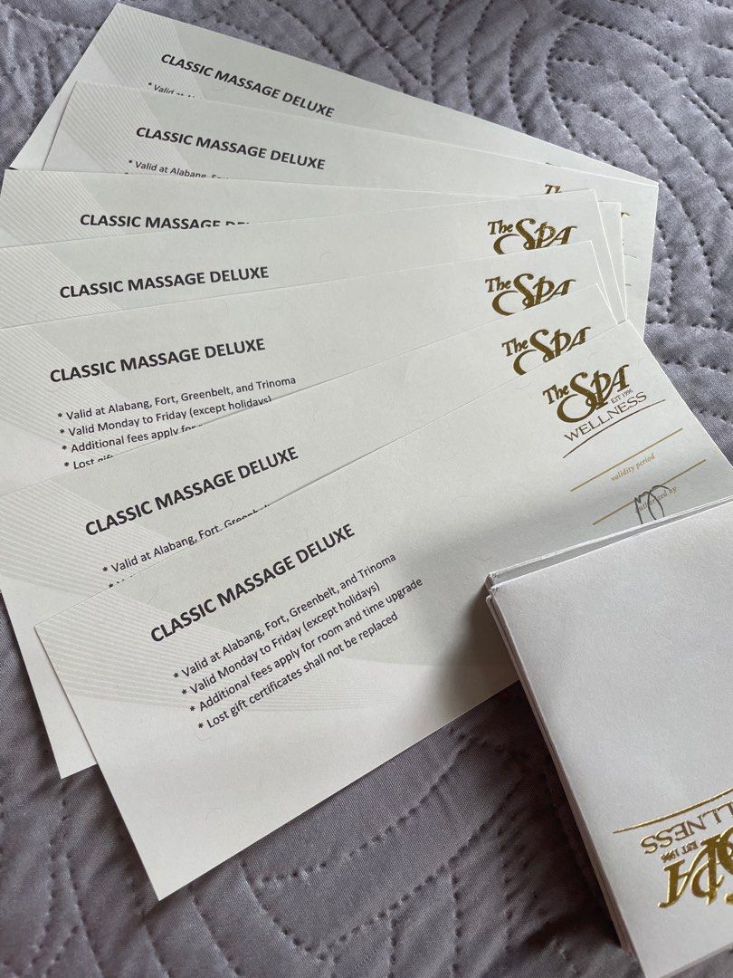 The Spa Gift Certificates (Category: Store Credits) located in Makati City. Submitted by glamorous_finds (Listing ID 1268368330, Image 3). Description: The Spa Gift Certificates - The Deluxe (common) rooms with access to the common wet floor area. Available at Alabang, Greenbelt, Trinoma and BGC. - No expiry dates - Updated price is Ps 1,375 each and selling it for Ps 1,000 each (fixed price) - Please see terms and conditions - Valid on Monday - 