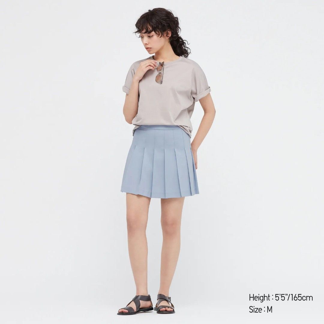 Uniqlo Mini Pleated Skirt Light Blue