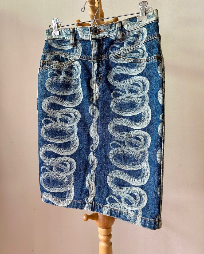 Snake print skirt store denim