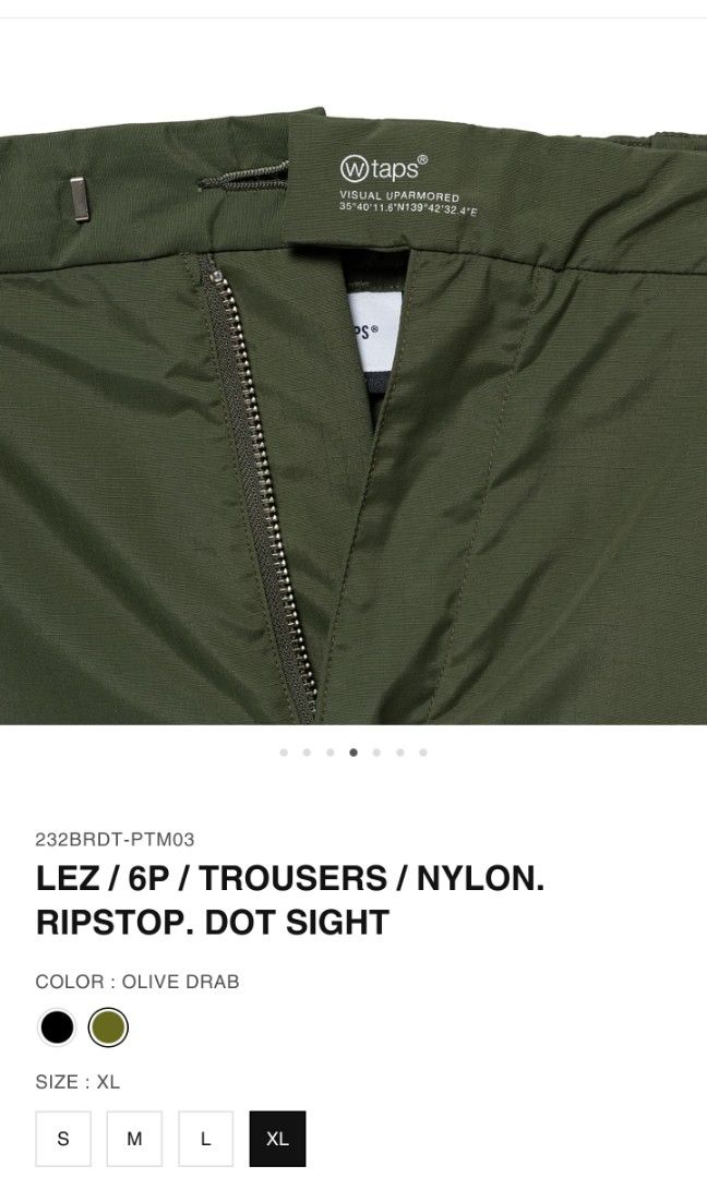 Wtaps LEZ / 6P / TROUSERS / NYLON. RIPSTOP. DOT SIGHT (Olive, Size