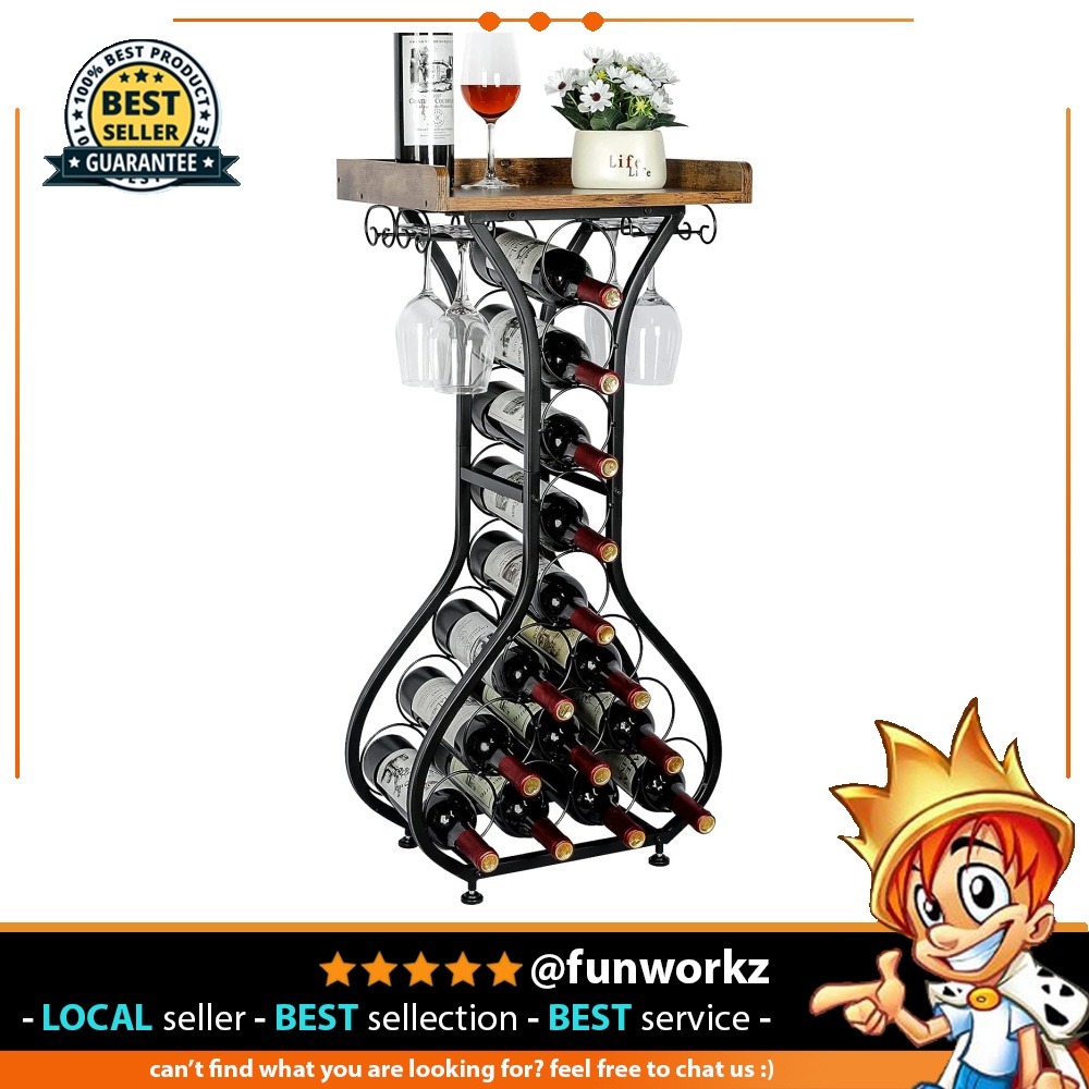 Xcosrack Wine Rack Freestanding Floor, Mini Bar Table Wine Holder