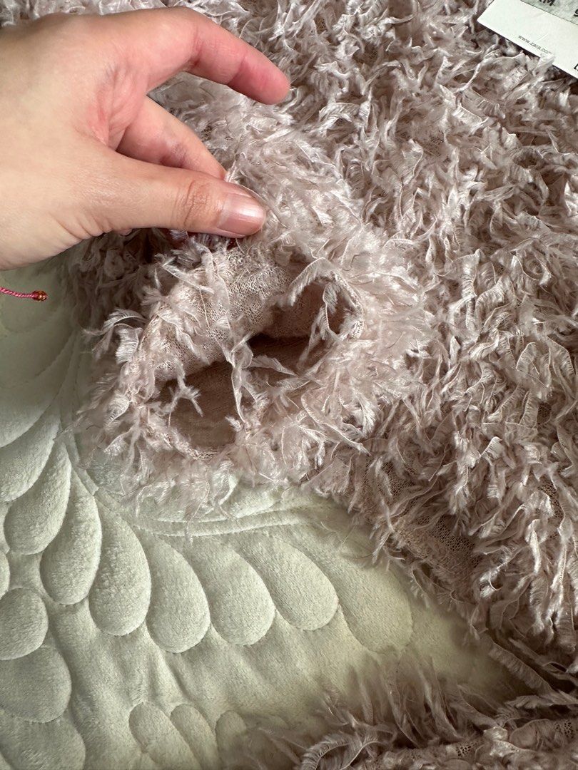 ZARA FEATHER SWEATER IN BLUSH PINK