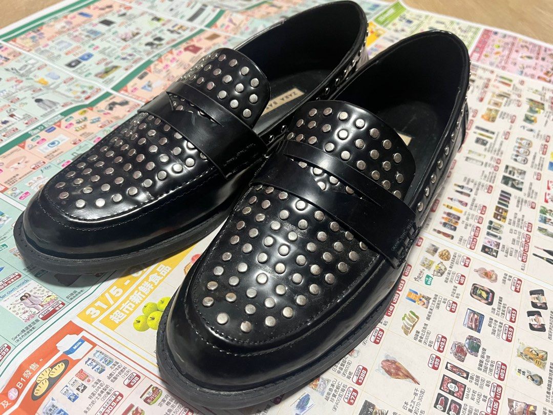 Zara studded loafers store
