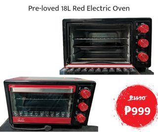 18L Red Electric Oven