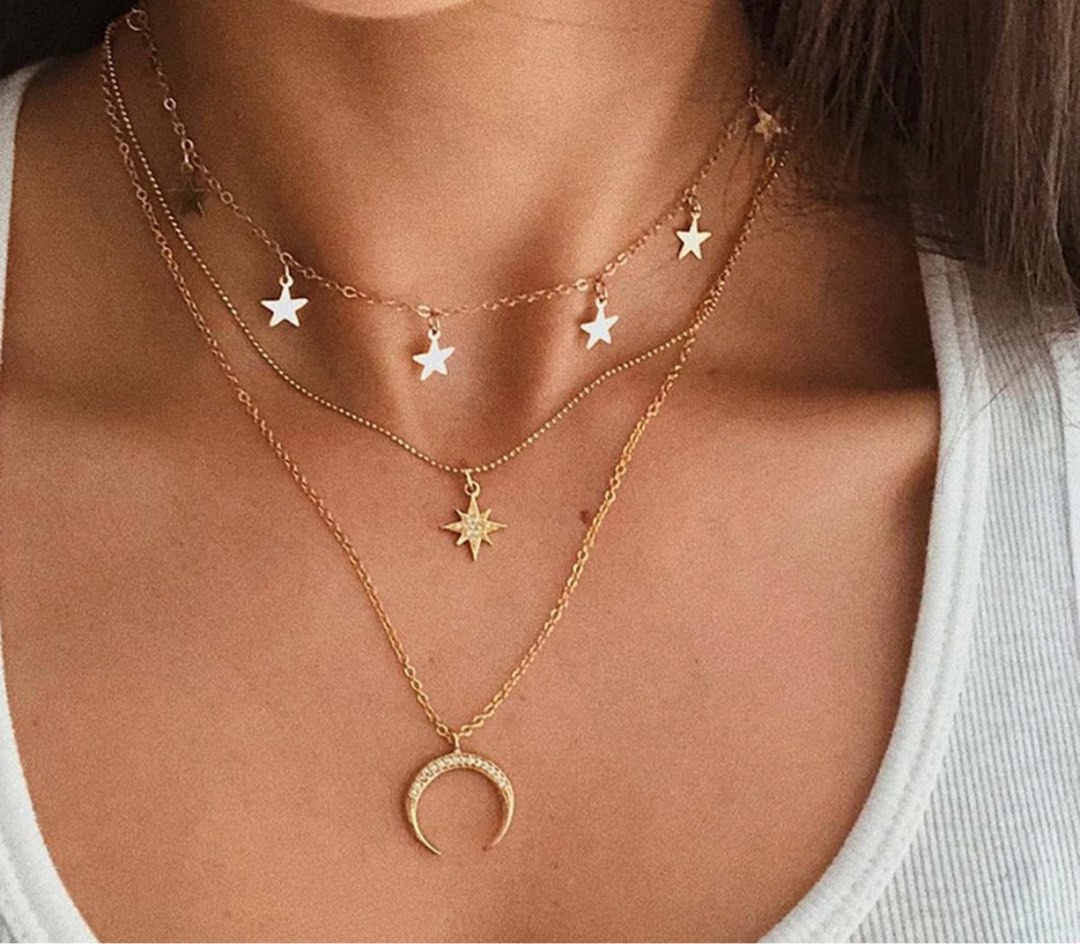 Gold discount necklace moon