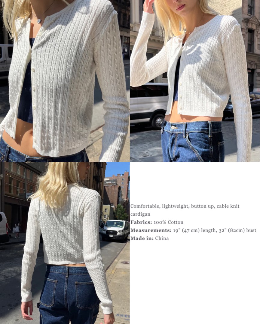 Brandy Melville Zoe Cable Knit Cardigan Women s Fashion