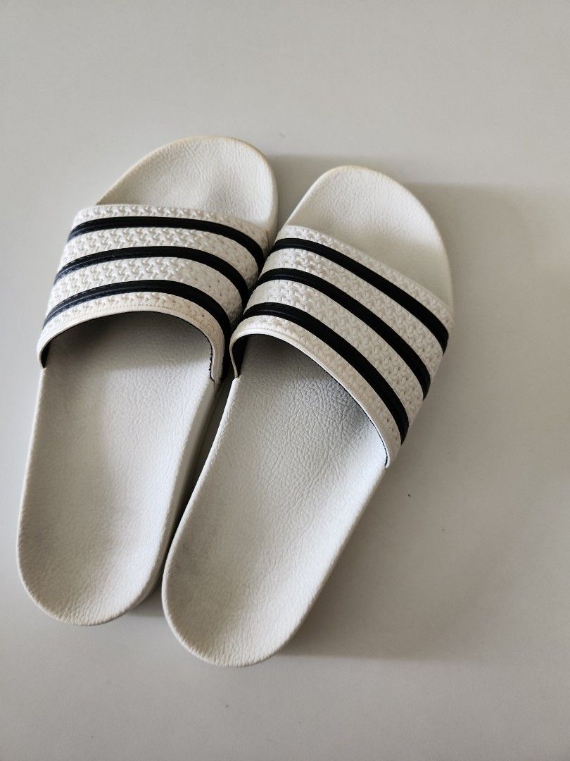 White and grey adidas slides on sale