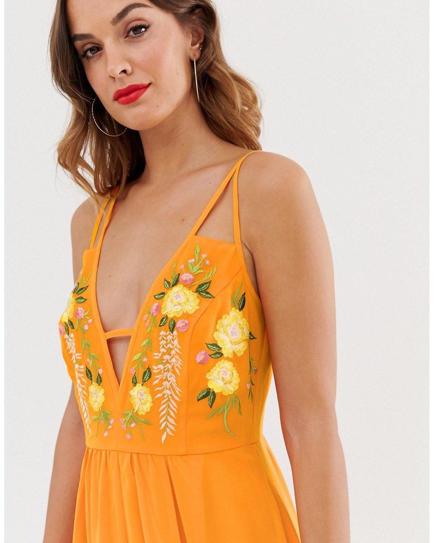 Asos design midi dress with cami straps and cut out top detail