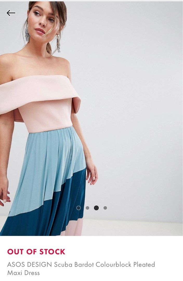 ASOS design scuba Bardot colour block pleated maxi Women s